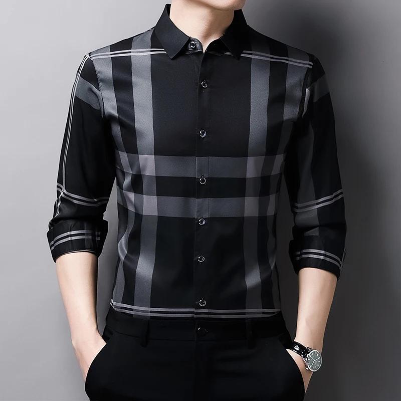 Autumn Long Sleeved Shirt For Men Business Casual Long Sleeved Plaid Shirt For Men
