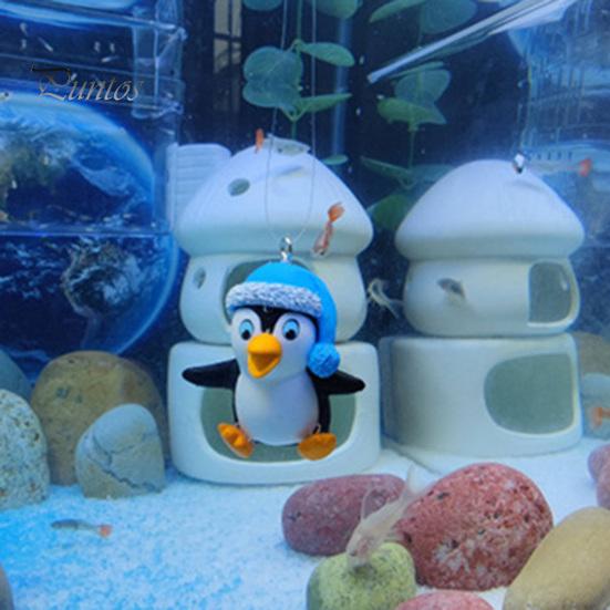 Fish Tank Animal Pendant 1 Set Aquarium Landscaping Non-fading Vivid Penguin Shape Floating Diver Ornament for Home