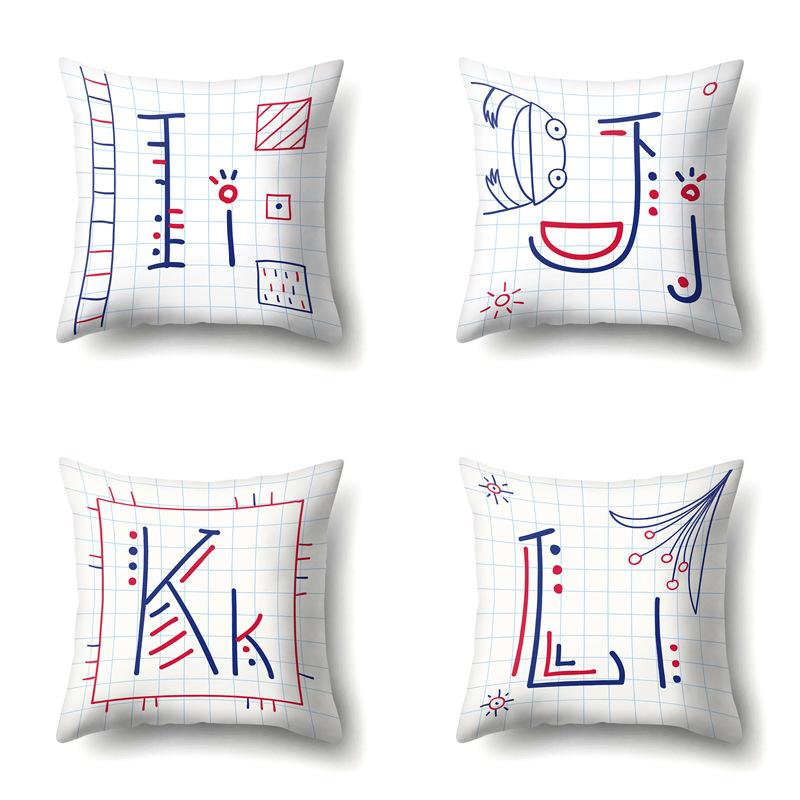 Polyester Pillow Case Decoration Home 26 English Letter Printing Pillow Case British Style Bedside Cushion Cover