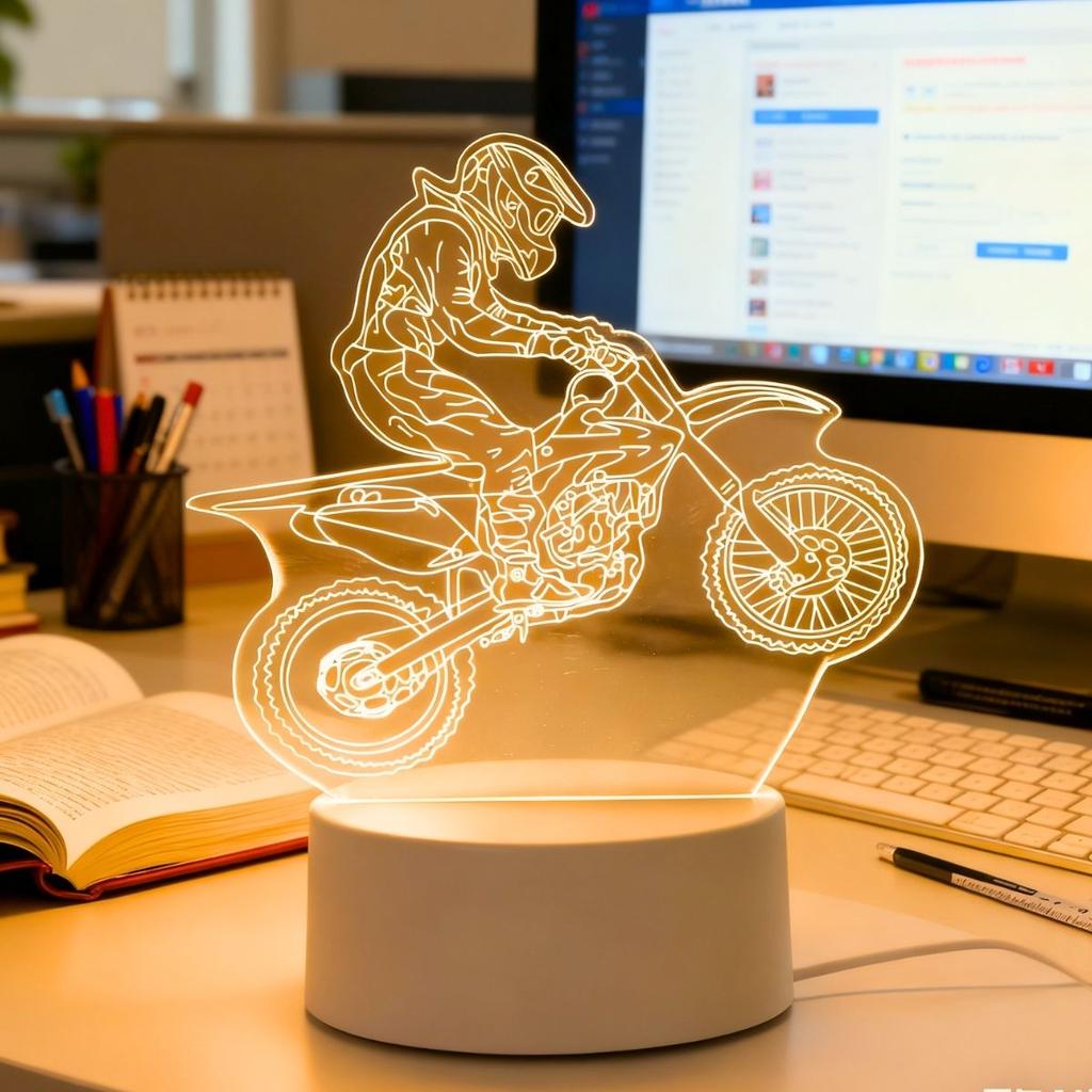 USB 3D leuchtendes Motorrad kreatives Nachtlicht, Heimdekoration Tischdekoration, Wohnzimmer- und Schlafzimmer-Dekorationslicht