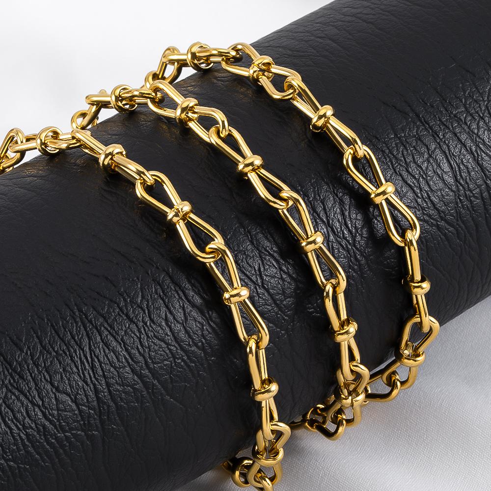 0.5M 1M 6mm 18K PVD Plated Stainless Steel Hollow Bow Chain for DIY Punk Bracelet Necklace Anklet Craft Jewelry Making Supplies