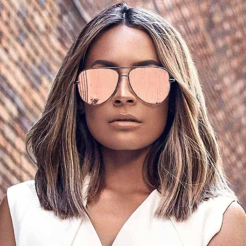 Gun Pink Silver Mirror Oversized Sunglasses Designer Pilot Shades for Women Men Top Fashion Eyewear
