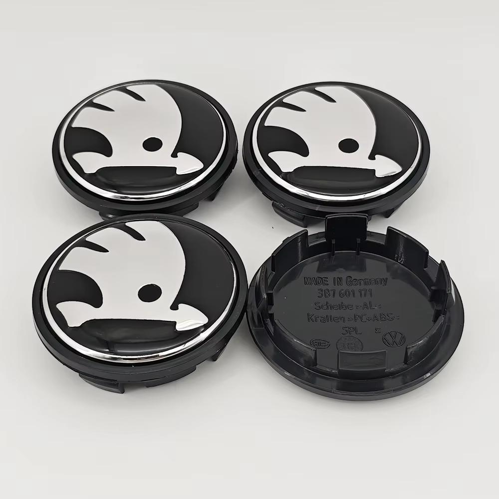 4pcs 56mm 65mm Green Black Chrome Car Wheel Center Caps for Skoda Rims Hubcaps Cover Emblem Badge Logo Auto Styling Accessories