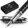 Wordsworth   Black Majesti Fountain Pen Set Fine  F  Check Chrome Fine Nib