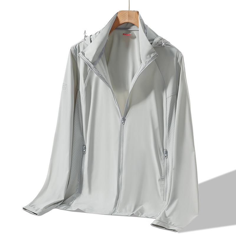 High-Quality Summer UV Protection Ice Silk Hooded Jacket with Stand Collar