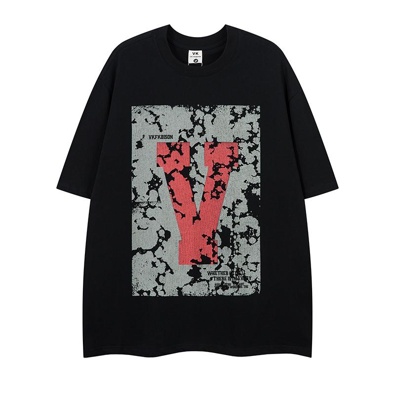 Мужская повседневная футболка с коротким рукавом, летняя, новая, свободная, универсальная, тонкая, с коротким рукавом, с круглым вырезом M чёрный