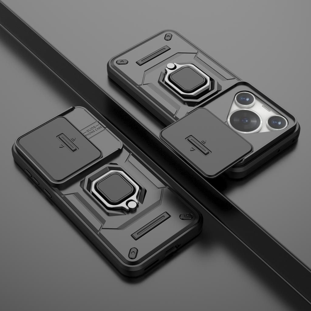 For Huawei Pura 70 Pro/Pura 70 Pro+ Kickstand Case Slide Lens Protection PC+TPU Phone Cover