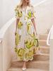 Chiffon Print V-Neck Slimming Beach Dress for Women - European & American Style