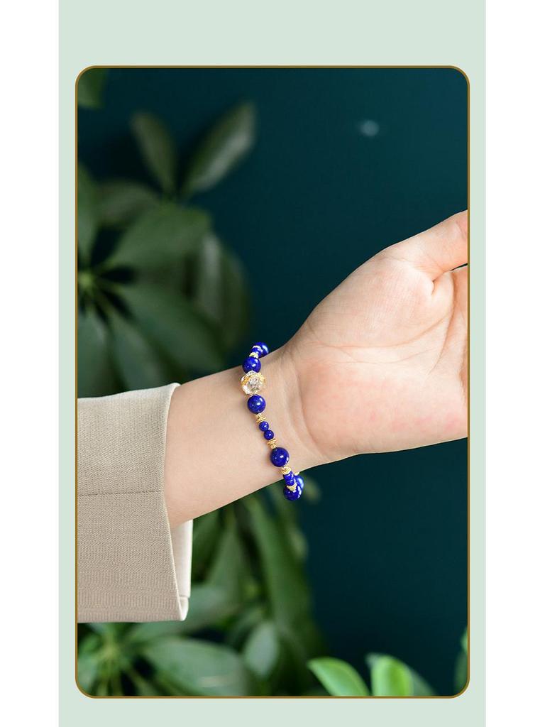 Chinese Style Lapis Lazuli 925 Silver Vajra Bracelet
