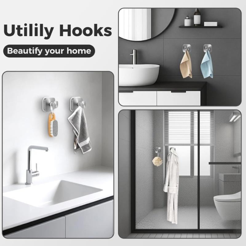 Stainless Steel Suction Hook for Bathroom Kitchen Adhesive Wall Hook Waterproof Rustproof