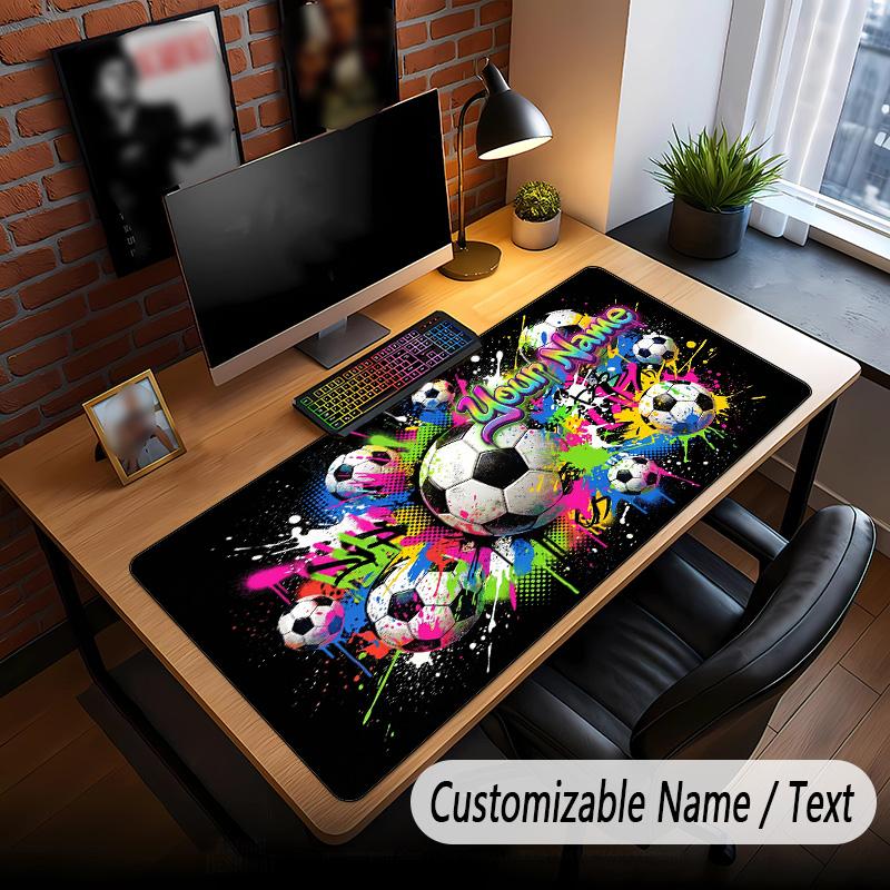 Soccer Theme Custom Mouse Pad Personalized With Name Text Customized Desk Mat For Office Home Decor