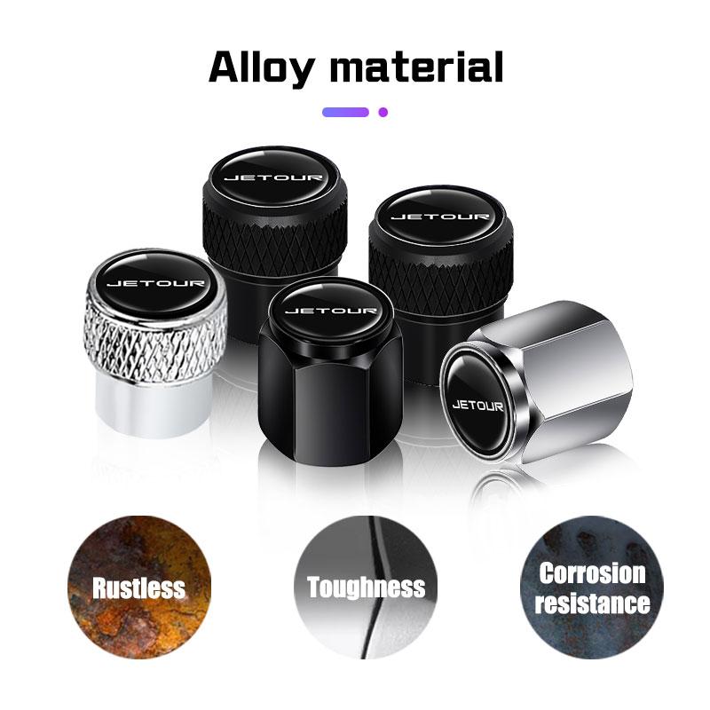 For Jetour T2 T3 X70 X70S X70M X90 PLUS Dashing X-1 X95 4PCS Metal Car Wheel Tire Valve Cap Stem Covers Waterproof Accessories