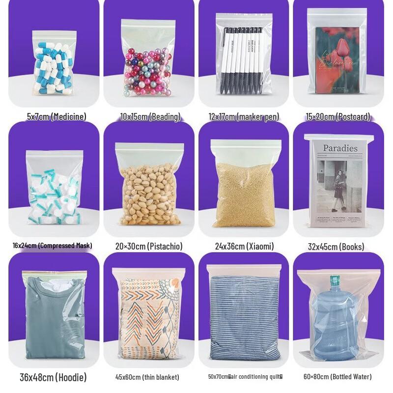 Transparent PE Self-Sealing Ziplock Bags