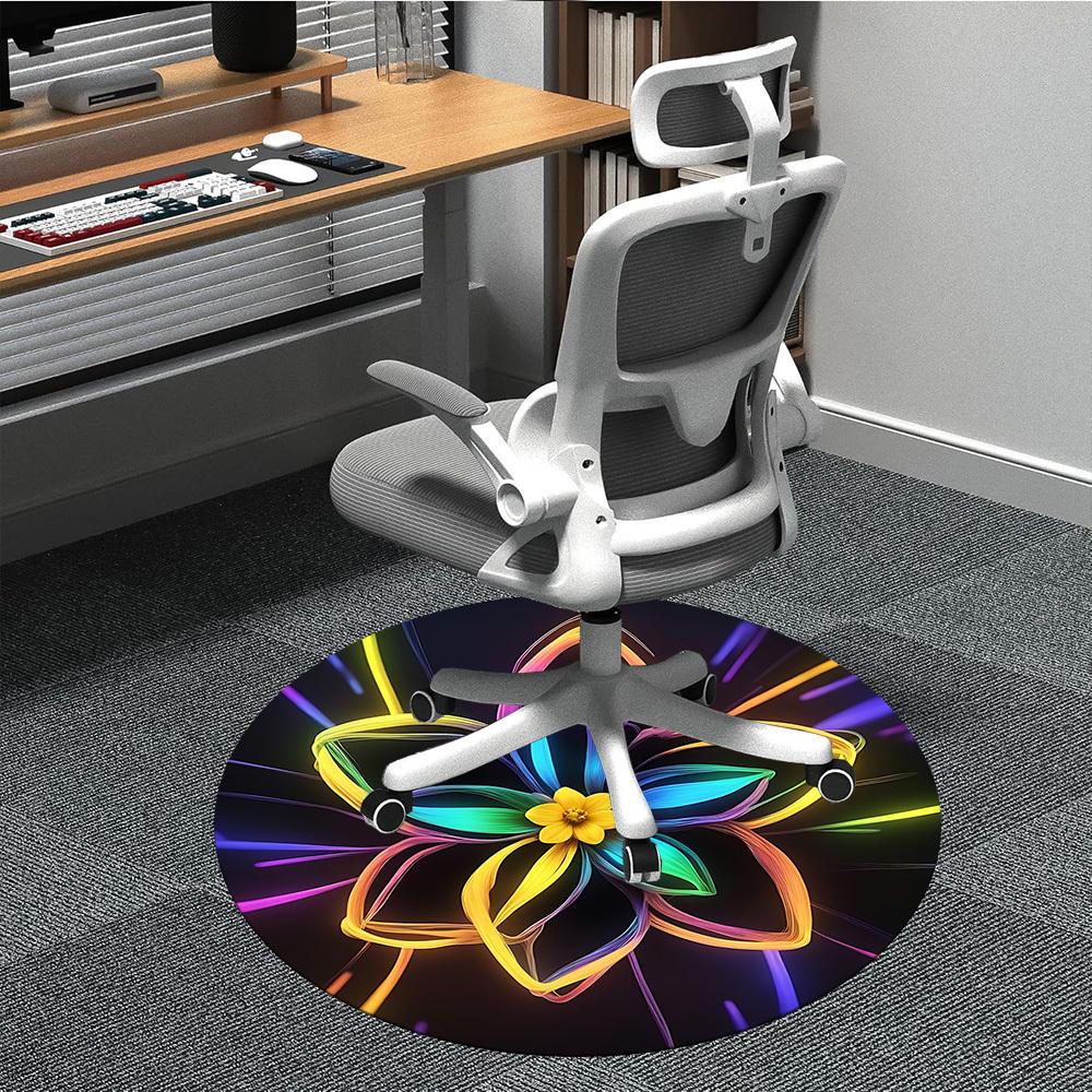 

1pc Floral Art Office Round Rug, Non-slip, Soft and Durable Office Rug for Interior Decoration, Perfect for Office, Beautiful Decoration yy260323088 80cm by 80cm