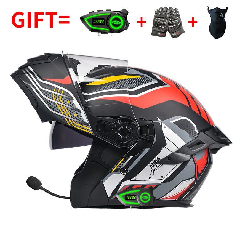 Bluetooth Motorcycle Full Face Helmet Men Women Flip-Up Design All Season ABS Safety With 3C Certification