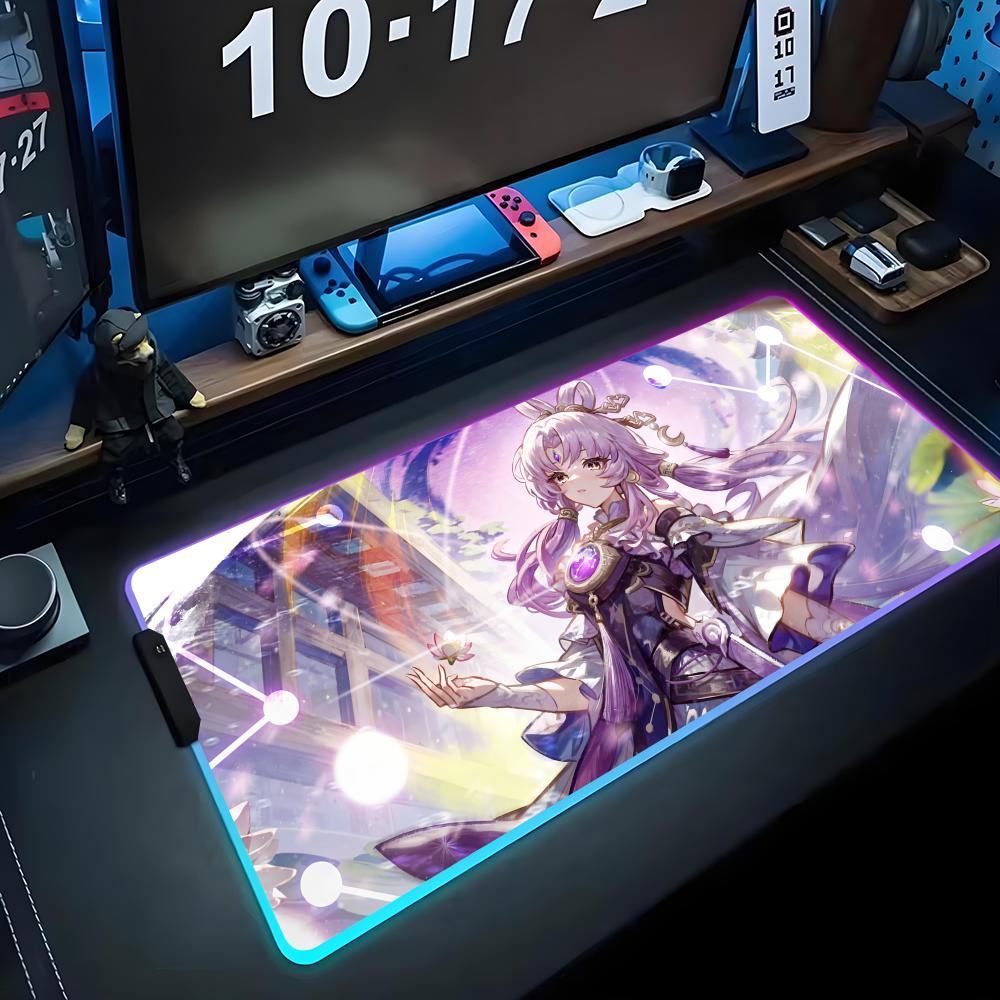 

fu xuan Mouse Pad RGB Gaming Mousepad Big LED Pad PC Desk Mat Luminous Mouse Pad Large Keyboard Mats Table Rug With Backlit RGB600x300x3mm