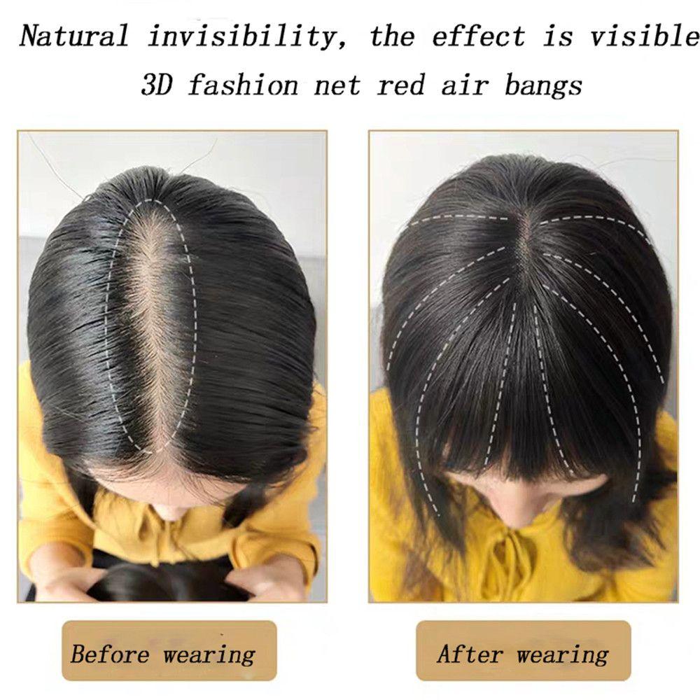 Fashion Women Beauty Invisible Seamless 3D Air Bangs Hairpiece Cover Up Baldness Thin Hair Topper