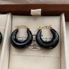 Round Color Drip Ear Buckle Earrings, Advanced Personality, Versatile, Exquisite Temperament Earrings, Simple Autumn And Winter Texture