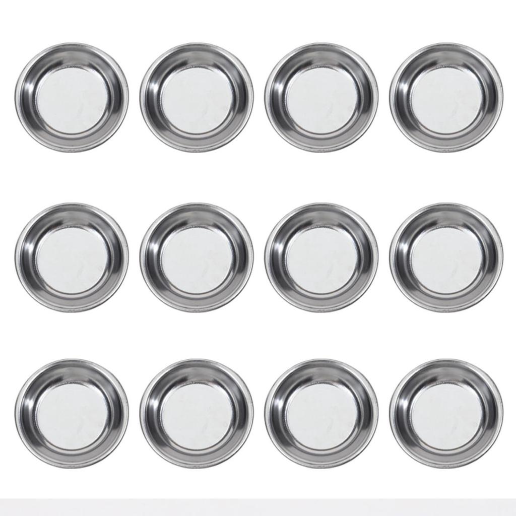 12PCS Stainless Steel Palette Color Mixer Metal Color Holder Simple Palette Bowls Trays Cups Supplies Painting Tools