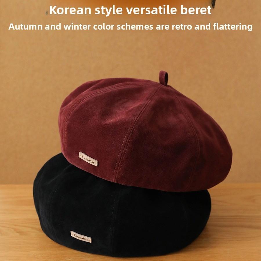 Suede Beret Cap With Adjustable Fit And Windproof Features For Casual Wear