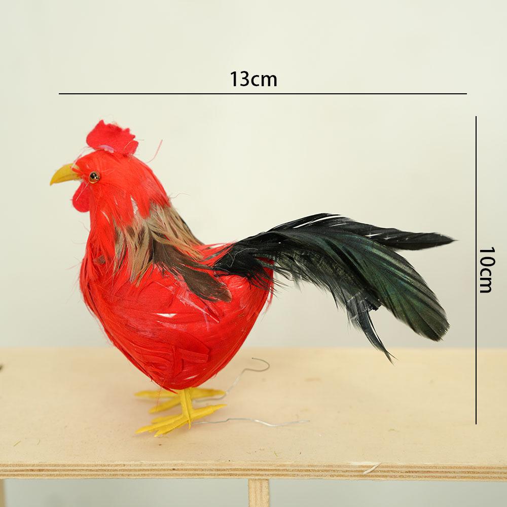 Porcelain Hen and Rooster Feather Ornament for Display and Photography Prop