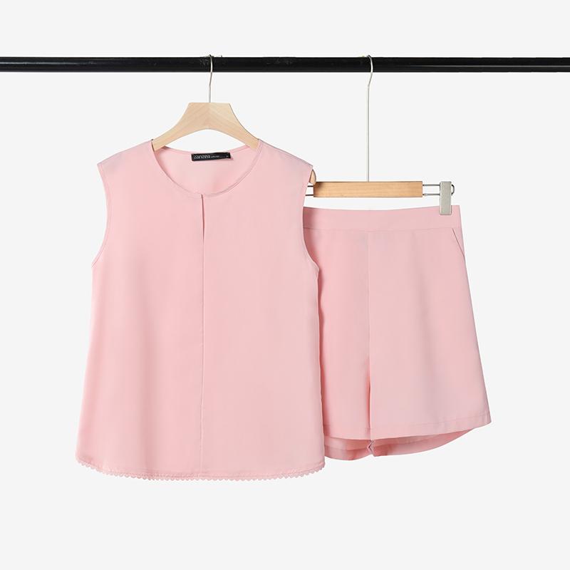 ZANZEA Damen Ärmellose Tanktops und Kurze Hosen Sommer Zweiteiler