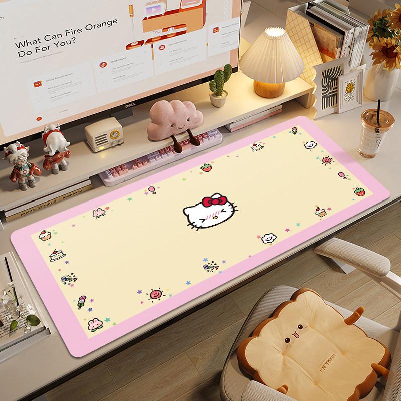 2026 Girls Hello KittySlip-resistant and Dirt-proof Leather Mouse Mat Writing Desk Tablecloth Desk Mat Office Computer Desk Mat