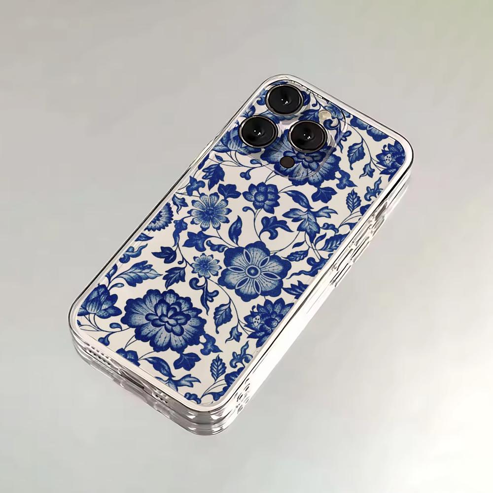 

Blue And White Porcelain Phone Case For iPhone 16,15,14,13,12,11 Plus,Pro,Max,XR,XS,X,7,8 SE,Mini Transparent Silicone Soft iPhone12mini