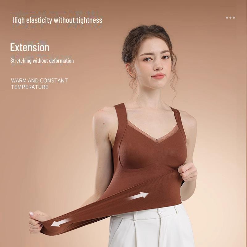 Women's Warm Down Vest with Padded Chest, Winter Sports Bra-Free, Inner Wear, Beautiful Back, Sanded.