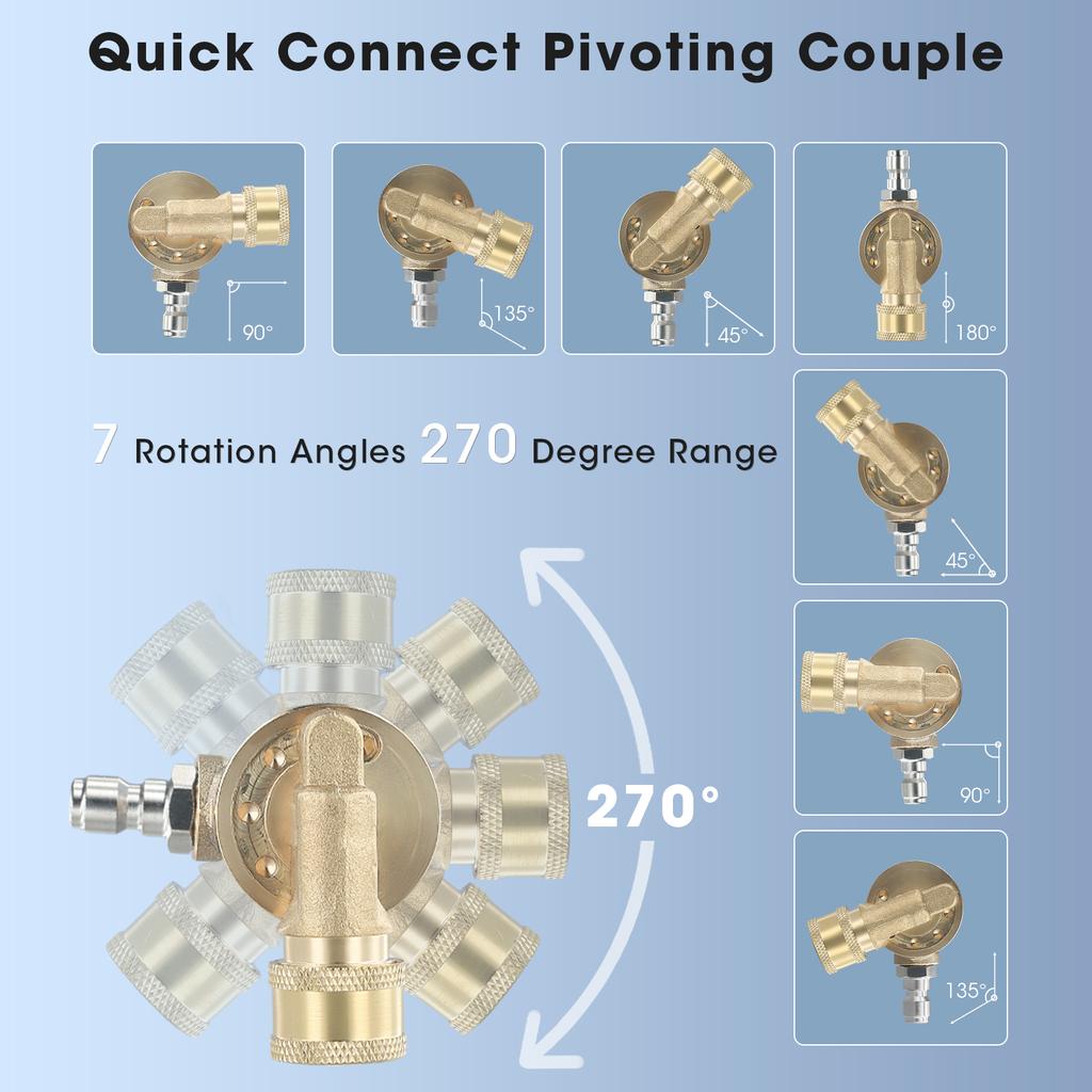 Duza Turbo pentru Mașină de Spălat cu Presiune, Duza Rotativă și 7 Duze, Conector Rapid 1/4 Inch, 4000 PSI