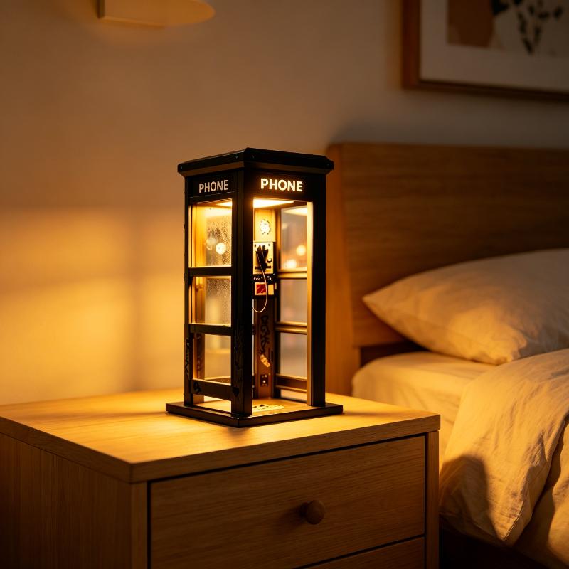 Retro Vintage Große Telefonzelle Lampe – Mini-Telefonzelle Stimmungs-Schreibtischlicht Für Heimdekoration, Klassisches Design