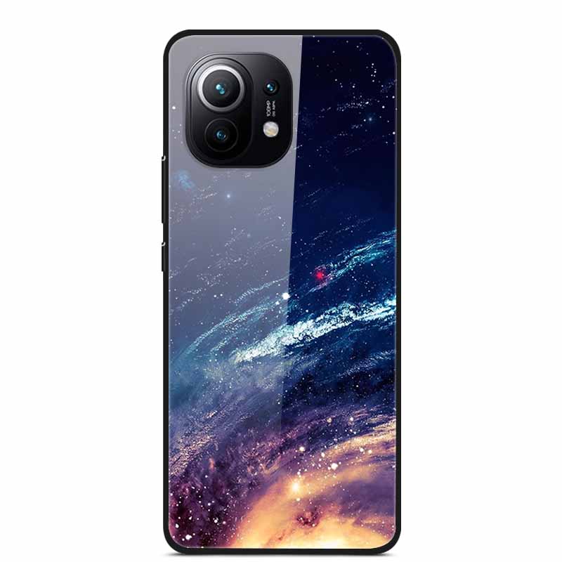 Glass Back Cover For Xiaomi 11 Lite 5G NE Case Soft Edge Hard Tempered Glass Case For Xiaomi Mi 11 Lite 5G NE Phone Case Coque