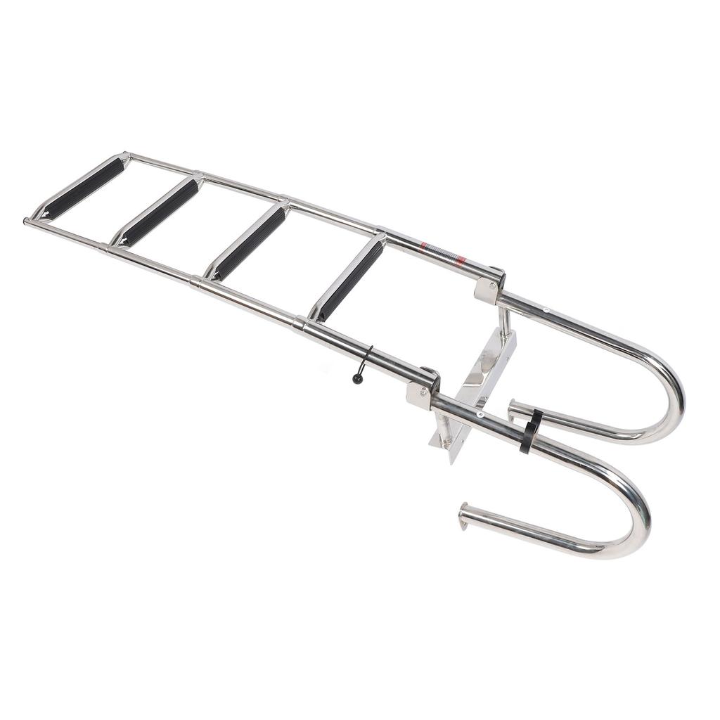 4 Step Boat Pontoon Ladder 316 Stainless Steel Anti Slip Folding Telescoping Deck Ladder with Pedal Hand Railing for