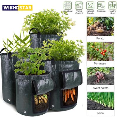 Garden Grow Bags 3/5/7/10 Gallon Potatoes Grow Bags Gardening Plant Growing Bags PE Fabric Carrot Vegetable Planter Container