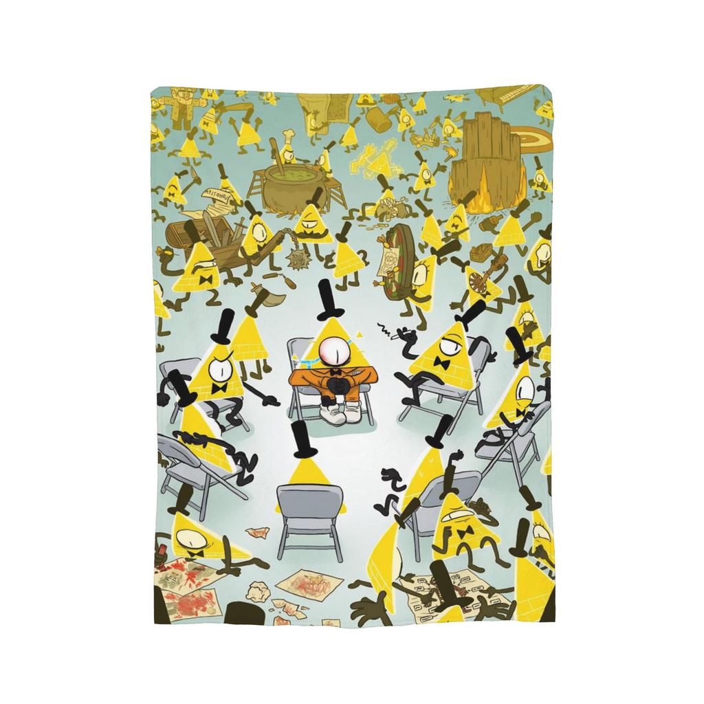 Gravitys Falls Fleece Throw Blanket Bill Cipher Mystery Blankets for Bedding Couch Lightweight Thin Plush Thin Quilt,