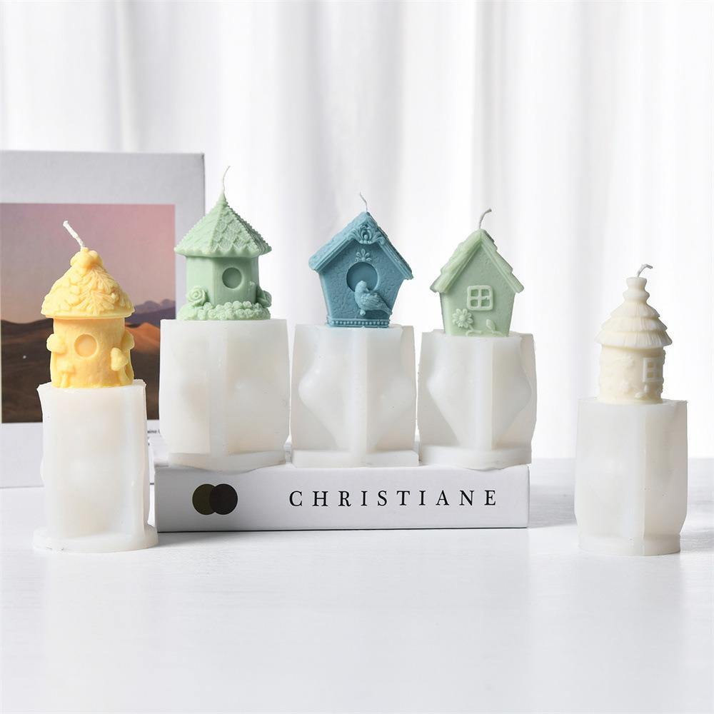 Small House Candle Mold Grass House Rose House Aromatherapy Gypsum Dropping Decoration Silicone Mold