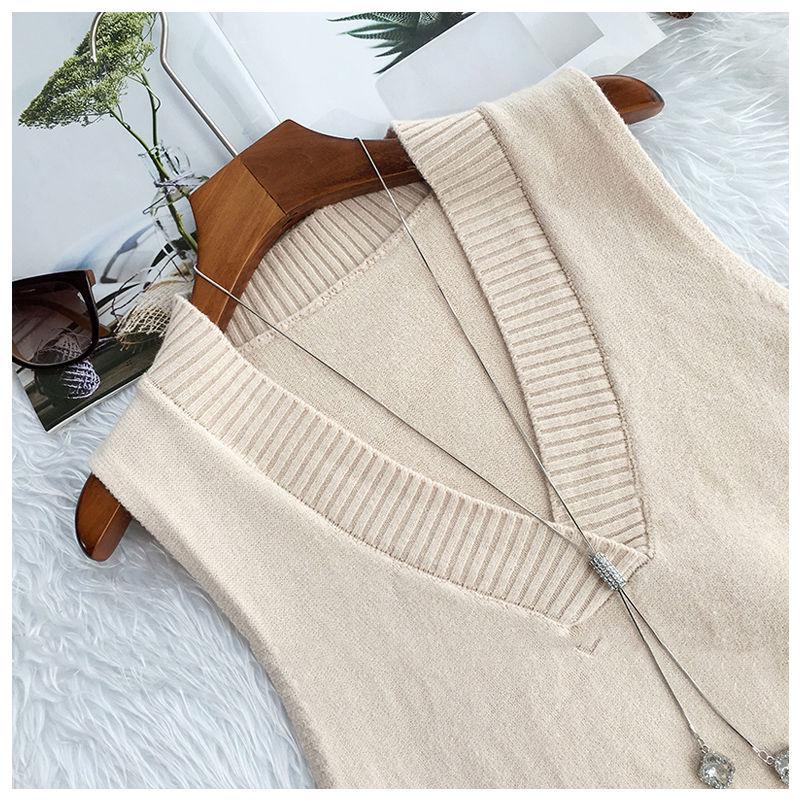 Gilet Femme Sans Manches En Cachemire/laine - Col V Ample, Style Décontracté Pour Printemps/automne