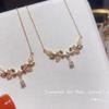 New Exquisite Shiny Water Drop Zircon Pendant Necklace Simple Jewelry Leaf Shape Wild Temperament Birthday Gift