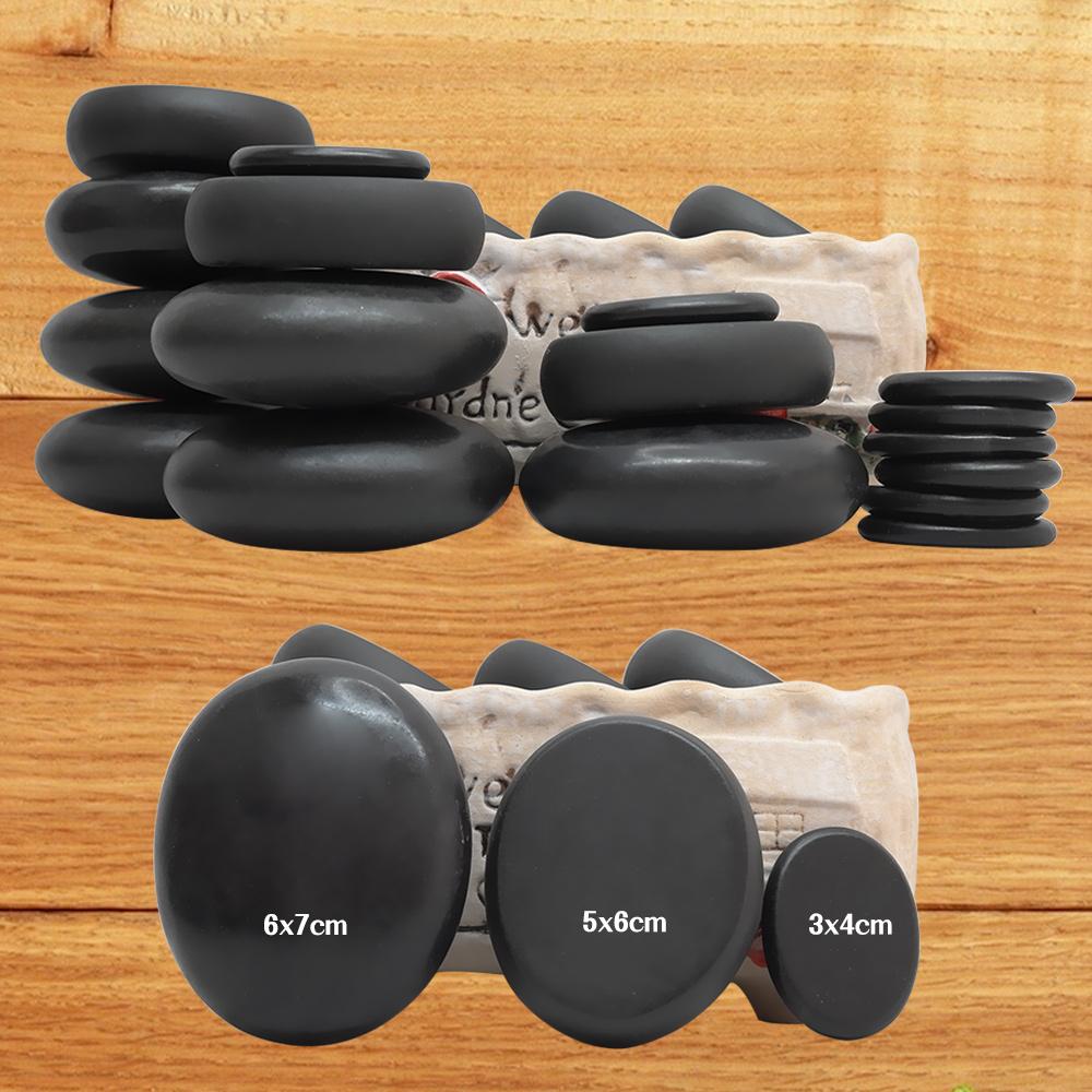 TONTIN Set per massaggio con pietre calde Pietra rotonda Pietre per massaggio in basalto Salon SPA Borsa riscaldante 220 e 110 Volt CE e ROHS