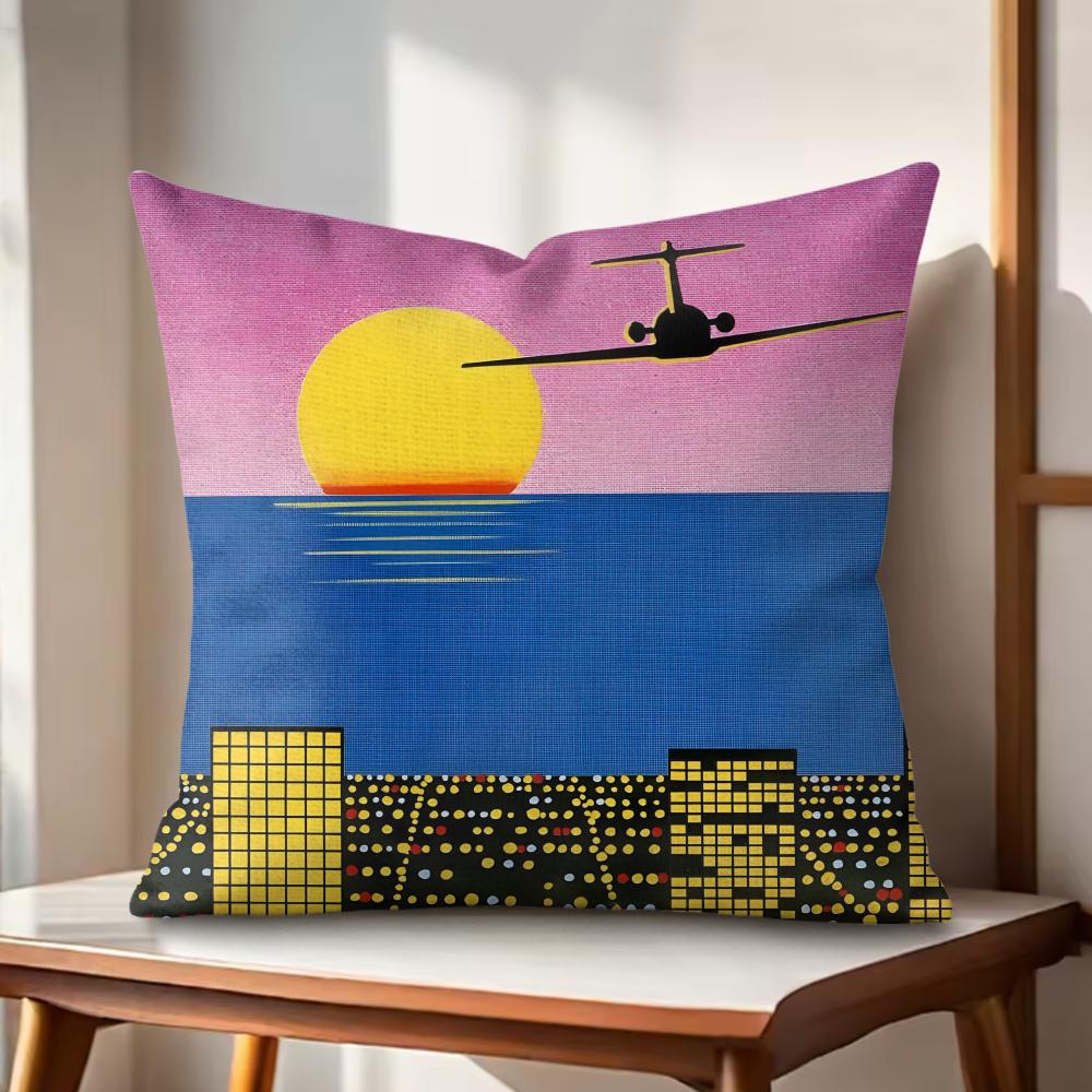 HHiroshi NNagai Cushion Cover Natural Linen Organic Fabric DoubleSided Printing Couch Pillow Covers Home Decor