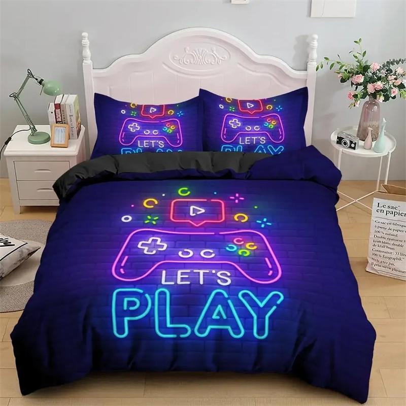 Games Comforter Cover Gamepad Bedding Collection For Boys Kids Video Modern Gamer Console Quilt 2 Or 3 Pcs Soft Twin Duvet Cover Collection