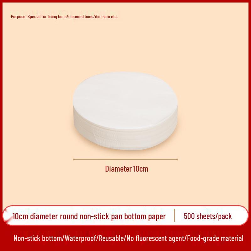 Non-stick, High Temp Resistant Steamer Paper for Buns & Mantou, Round & Square, Disposable & Thickened Bottom