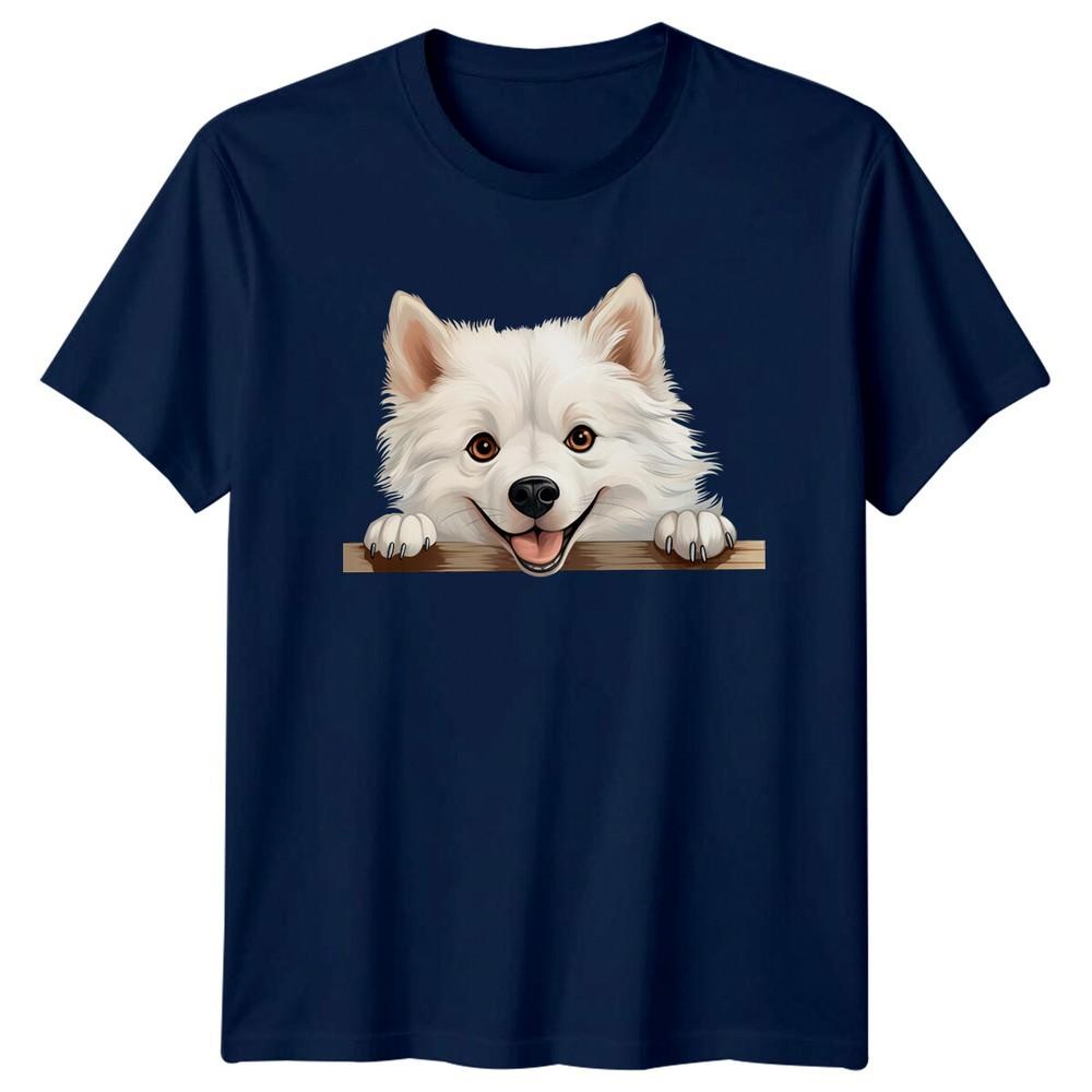 Cute Smiling Samoyed Peekaboo Dog Breed Pet Animal Graphic TShirt