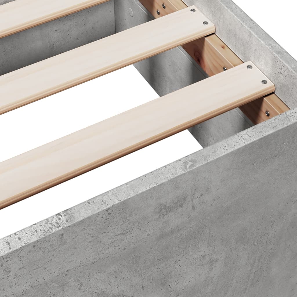 Bed Frame with Drawers Concrete Grey 75 x 190 cm Engineered Wood