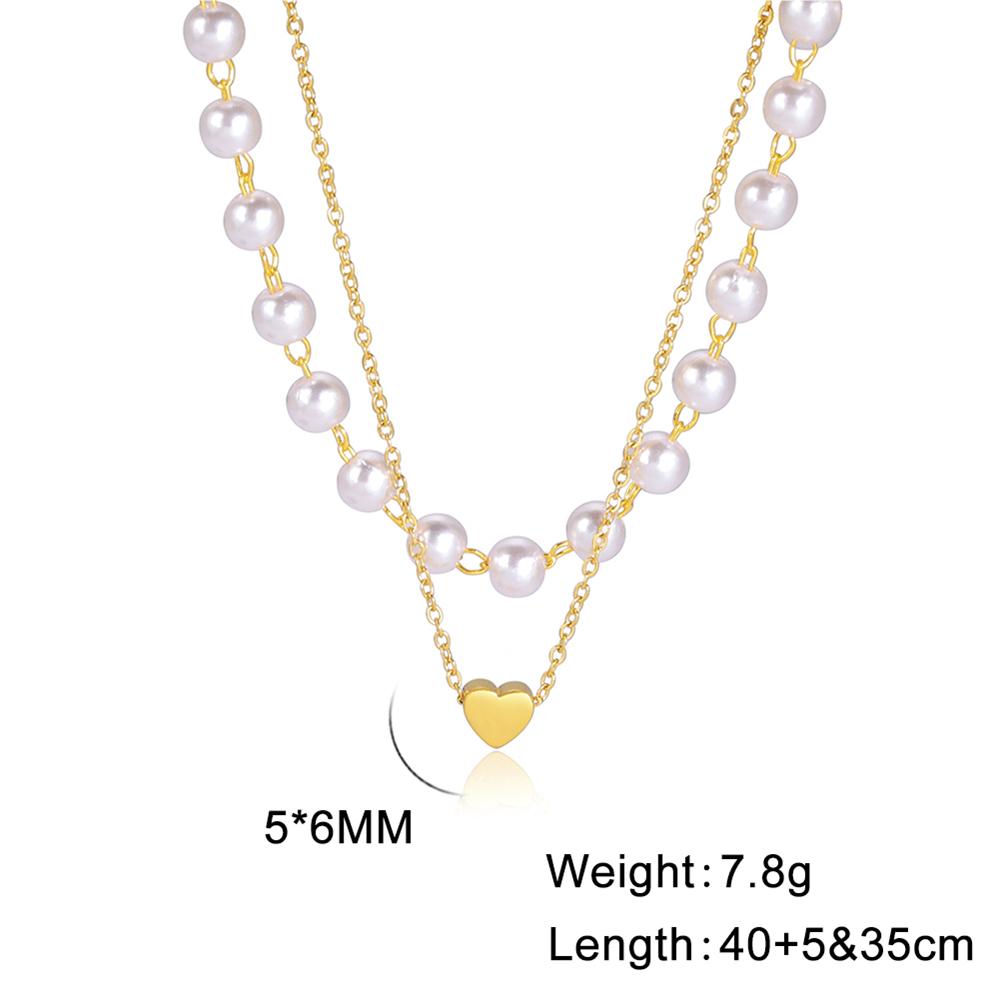 Cazador Trendy Small Heart Imitation Pearl Choker Necklaces for Women Stainless Steel Multilayers Necklaces 2026 Jewelry Gift
