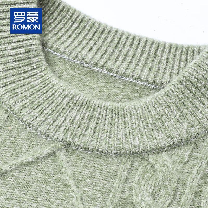 ROMON Men's Heavyweight 100% Wool Cable Knit Sweater