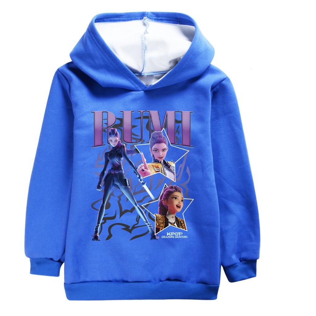 5008 Fashion Rumi Kpop Rumi Zoey Mira Print Kids Girls Long Sleeves Velvet Warm Winter Hoodie