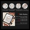 OLEVS Men's Wrist Watch Big Dial Square Quartz Watch for Men Leather Strap Waterproof Chronograph Sports Clock Relogio Masculino