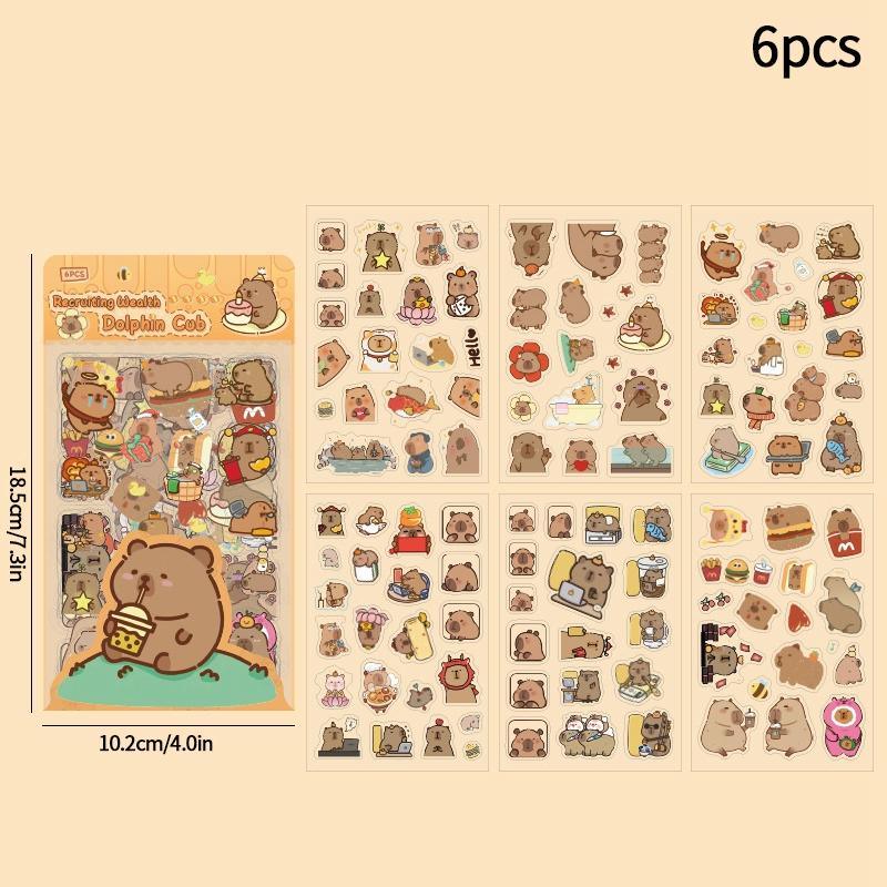 Kawaii Cat Stickers Cartoon Animal Stickers Student DIY Scrapbook Decals Handbook Cute Korean Nail Sticker Aesthetic Stationery