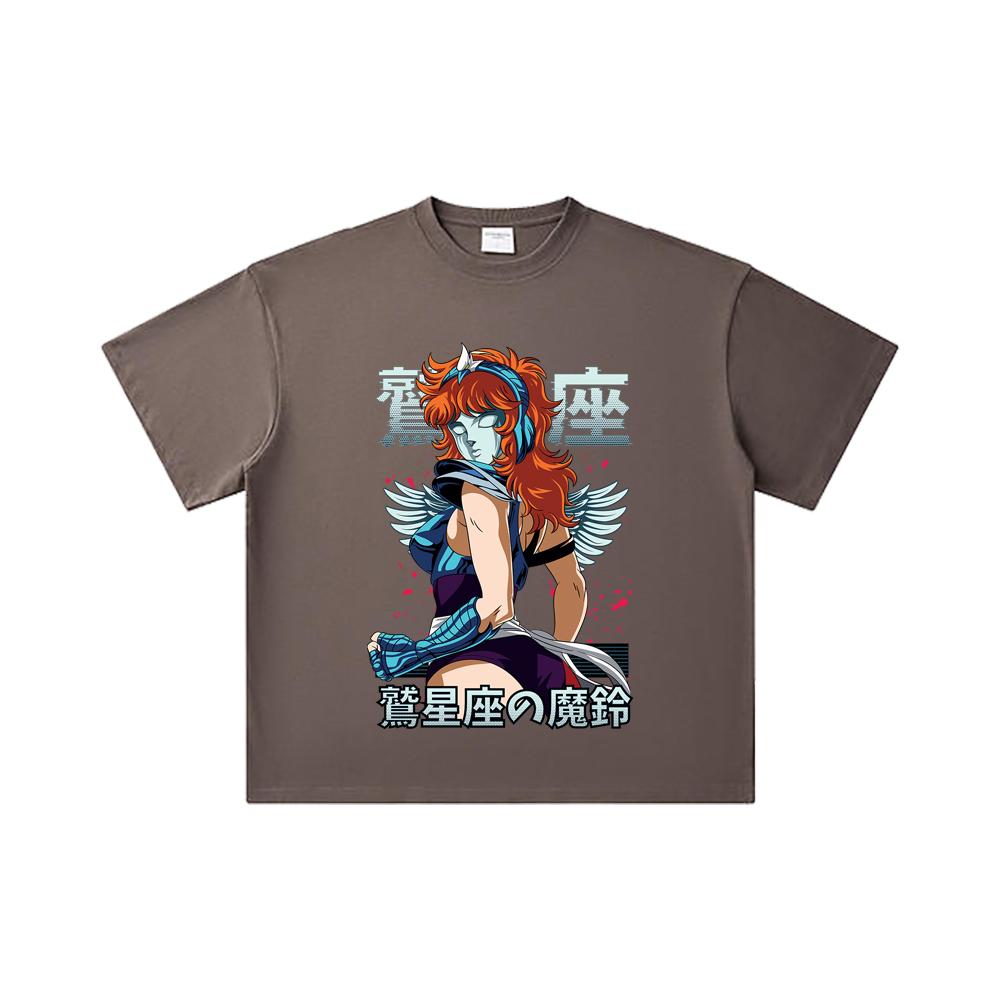 260 GSM Double Yarn 32 Count 100% Cotton Saint Seiya V9 Eagle Marin Print Unisex Heavy Cotton T Shirt